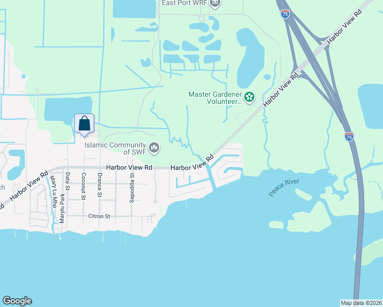 map of restaurants, bars, coffee shops, grocery stores, and more near 25250 Harbor View Road in Punta Gorda