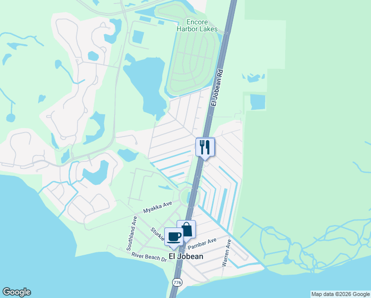 map of restaurants, bars, coffee shops, grocery stores, and more near 14401 Weeksonia Avenue in Port Charlotte