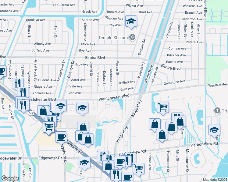 map of restaurants, bars, coffee shops, grocery stores, and more near 23116 Glen Avenue in Punta Gorda