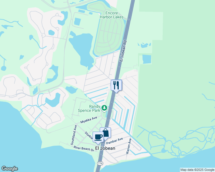 map of restaurants, bars, coffee shops, grocery stores, and more near 14401 Weeksonia Avenue in Port Charlotte