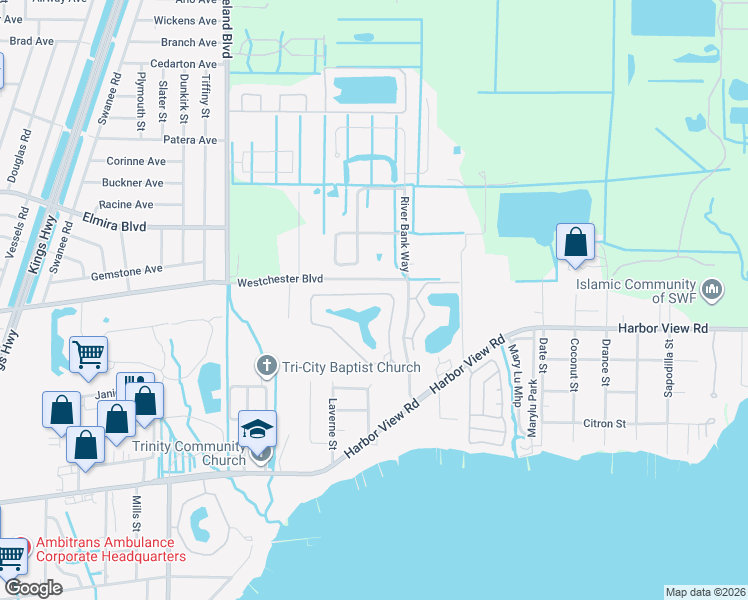 map of restaurants, bars, coffee shops, grocery stores, and more near 24335 Riverfront Drive in Punta Gorda