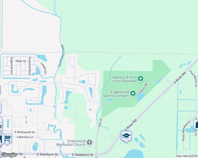 map of restaurants, bars, coffee shops, grocery stores, and more near 654 Kissimmee Court in Englewood