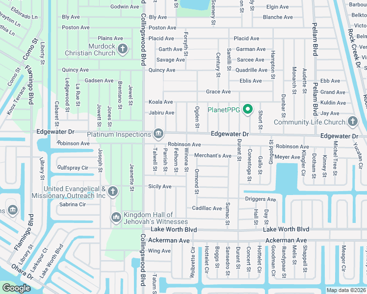 map of restaurants, bars, coffee shops, grocery stores, and more near 18131 Robinson Avenue in Port Charlotte