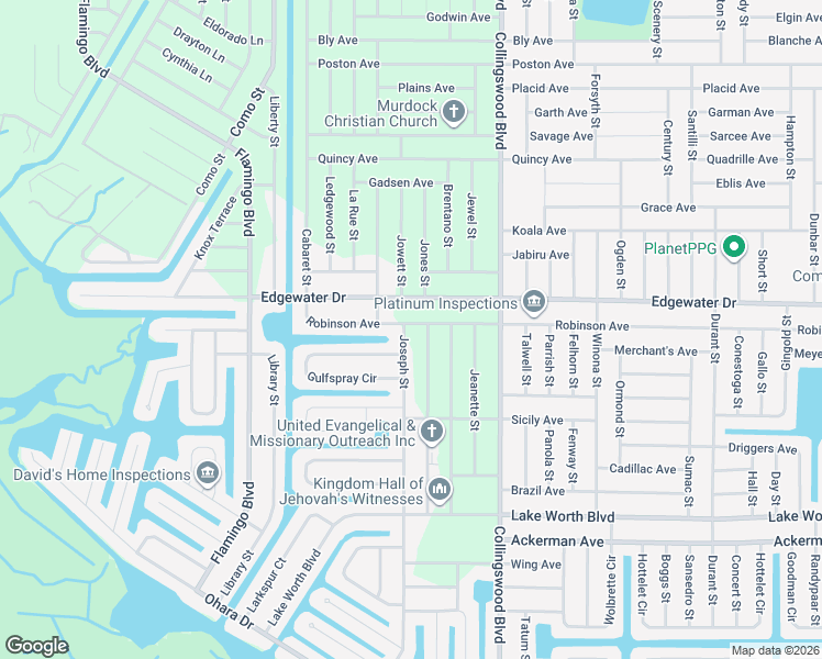 map of restaurants, bars, coffee shops, grocery stores, and more near 17445 Robinson Avenue in Port Charlotte