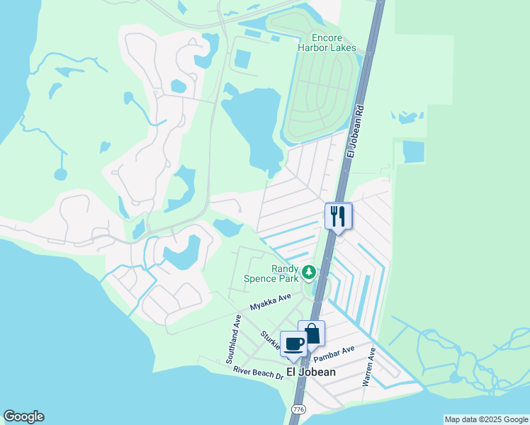 map of restaurants, bars, coffee shops, grocery stores, and more near 3709 Stockton Road in Port Charlotte