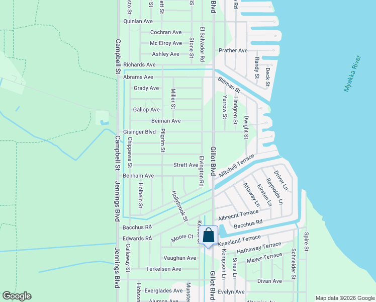 map of restaurants, bars, coffee shops, grocery stores, and more near 12196 Conroy Avenue in Port Charlotte
