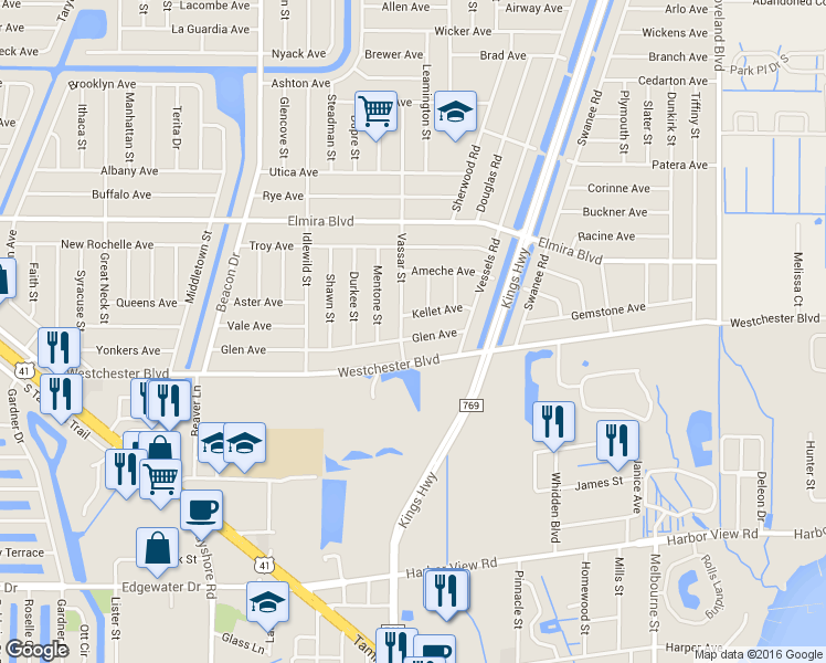 map of restaurants, bars, coffee shops, grocery stores, and more near 23158 Glen Avenue in Port Charlotte