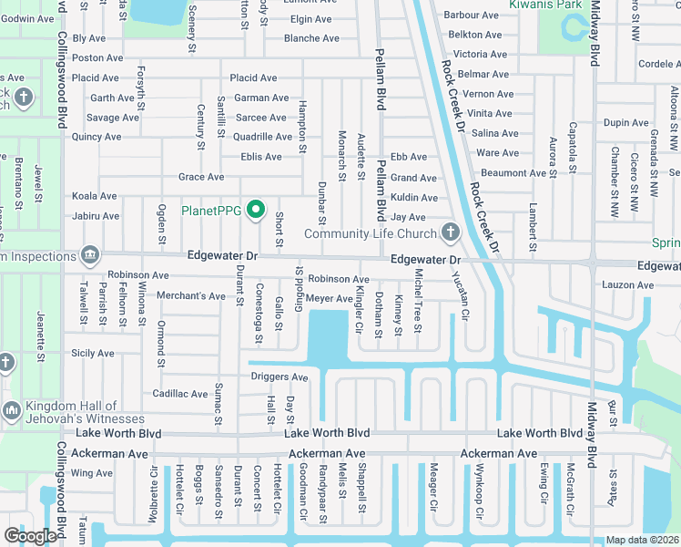map of restaurants, bars, coffee shops, grocery stores, and more near 18428 Robinson Avenue in Port Charlotte