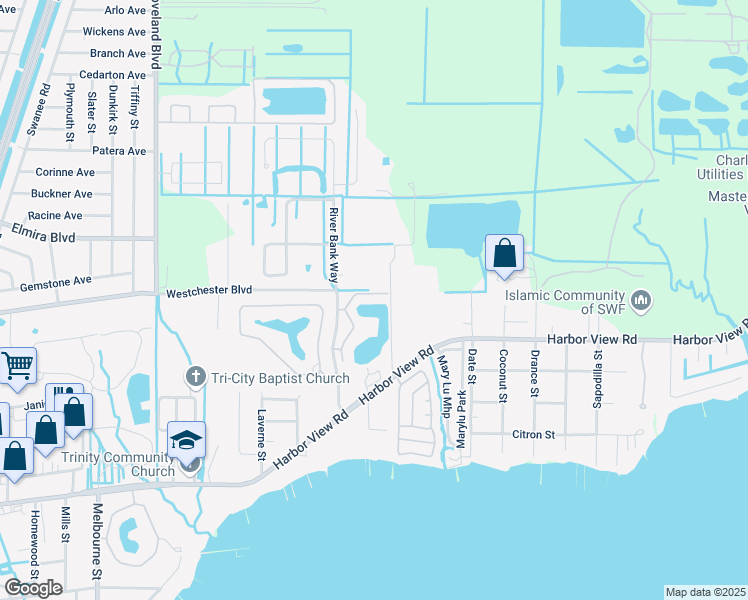 map of restaurants, bars, coffee shops, grocery stores, and more near 4008 Oakview Drive in Port Charlotte