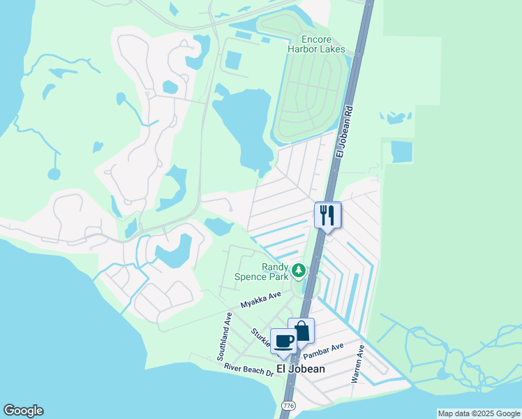 map of restaurants, bars, coffee shops, grocery stores, and more near 3709 Stockton Road in Port Charlotte
