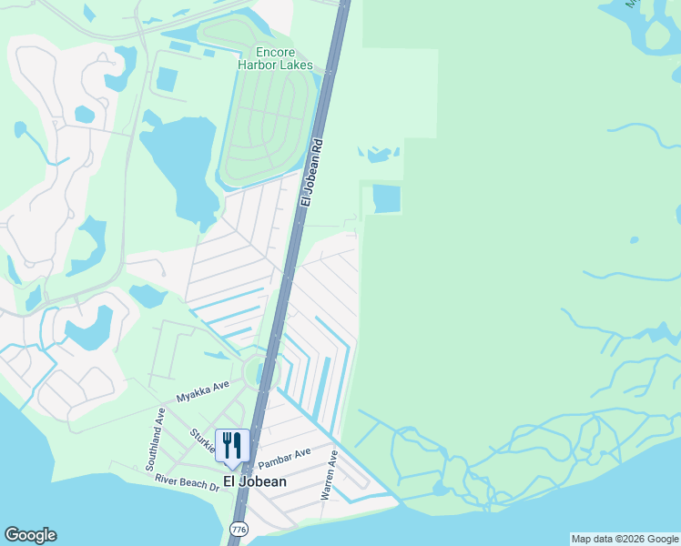 map of restaurants, bars, coffee shops, grocery stores, and more near 3686 Dunreath Road in Port Charlotte