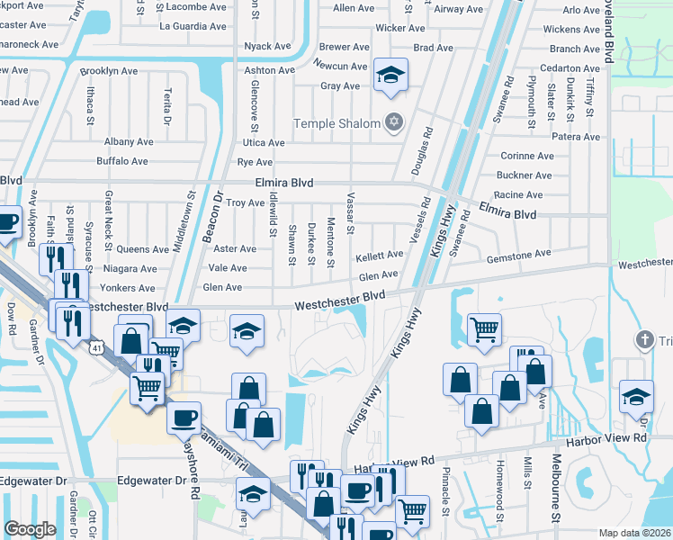 map of restaurants, bars, coffee shops, grocery stores, and more near 23116 Glen Avenue in Punta Gorda