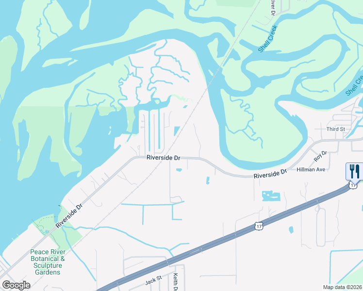 map of restaurants, bars, coffee shops, grocery stores, and more near 7022 Riverside Drive in Punta Gorda