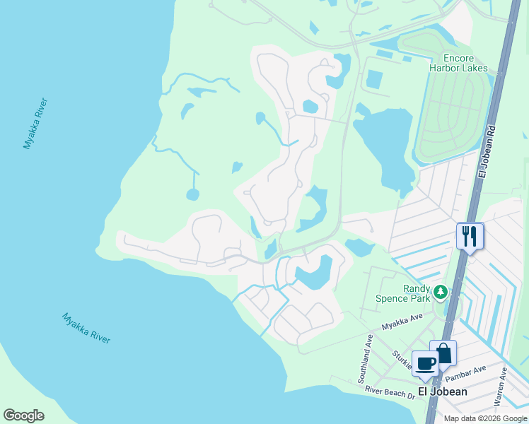 map of restaurants, bars, coffee shops, grocery stores, and more near 3589 Pennyroyal Road in Port Charlotte