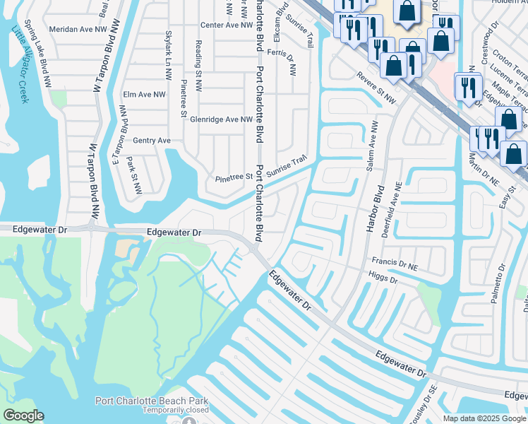 map of restaurants, bars, coffee shops, grocery stores, and more near 3532 Port Charlotte Boulevard in Port Charlotte