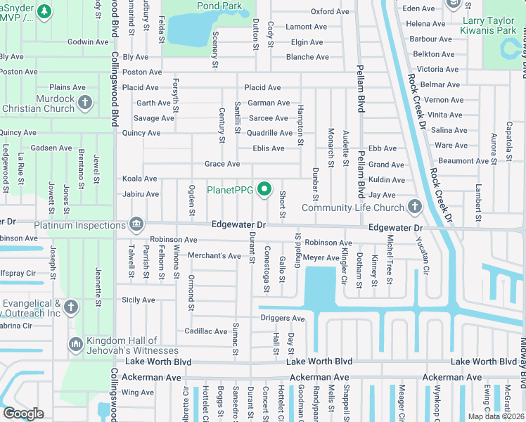 map of restaurants, bars, coffee shops, grocery stores, and more near 3516 Durant Street in Port Charlotte