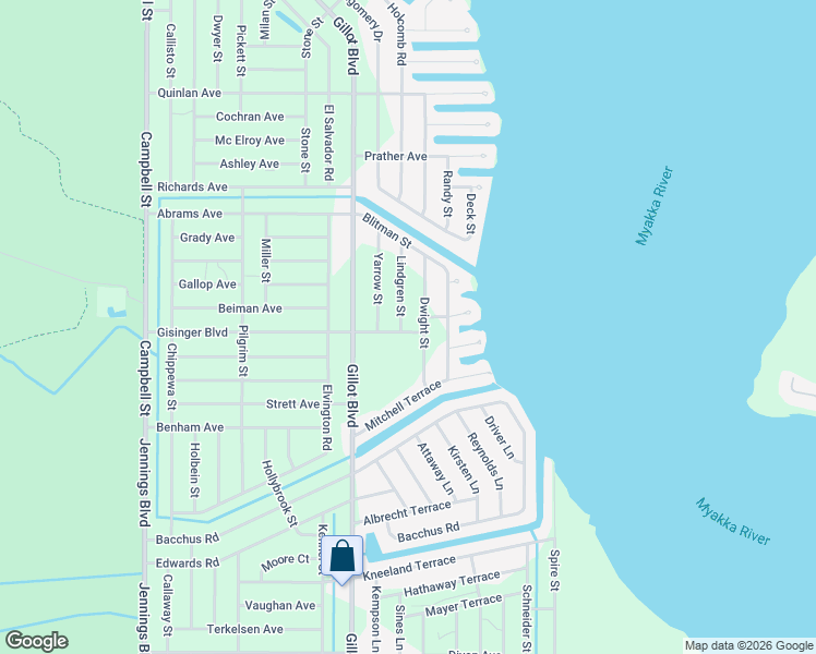 map of restaurants, bars, coffee shops, grocery stores, and more near 12336 Gisinger Boulevard in Port Charlotte