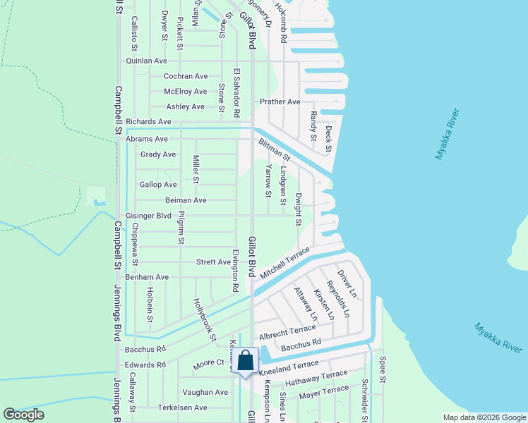 map of restaurants, bars, coffee shops, grocery stores, and more near 12288 Gisinger Boulevard in Port Charlotte