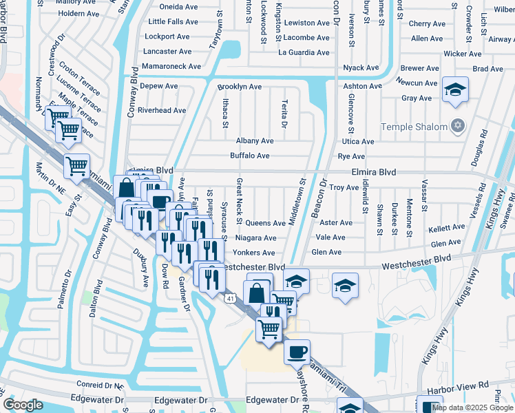 map of restaurants, bars, coffee shops, grocery stores, and more near 3482 Norwick Street in Port Charlotte