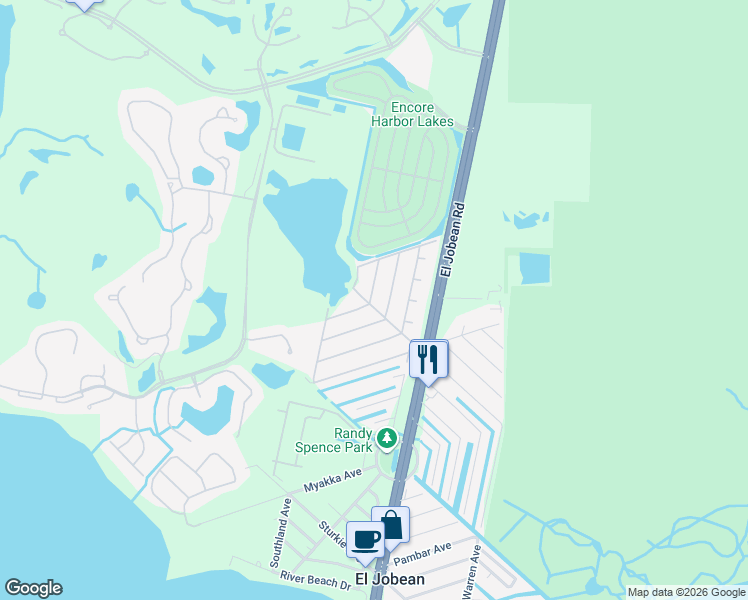 map of restaurants, bars, coffee shops, grocery stores, and more near 3552 Kenneth Road in Port Charlotte