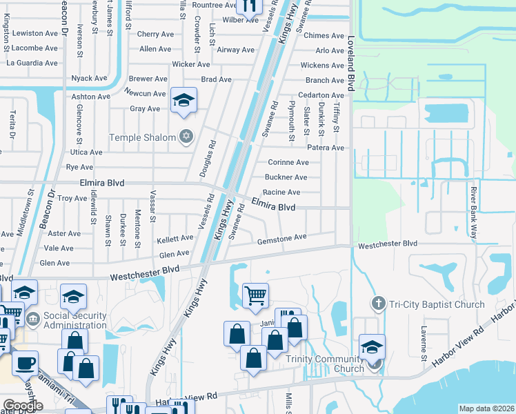 map of restaurants, bars, coffee shops, grocery stores, and more near 23332 Elmira Boulevard in Punta Gorda