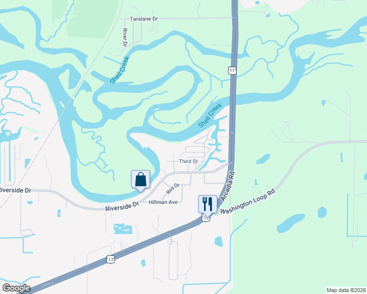 map of restaurants, bars, coffee shops, grocery stores, and more near 100 Santos Drive in Punta Gorda
