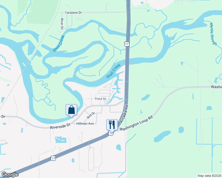 map of restaurants, bars, coffee shops, grocery stores, and more near 124 Santos Drive in Punta Gorda