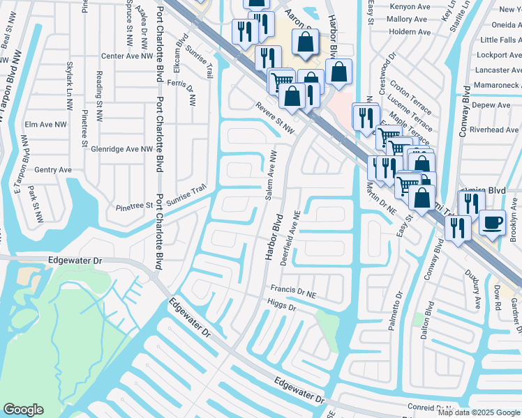 map of restaurants, bars, coffee shops, grocery stores, and more near 200 Salem Avenue Northwest in Port Charlotte