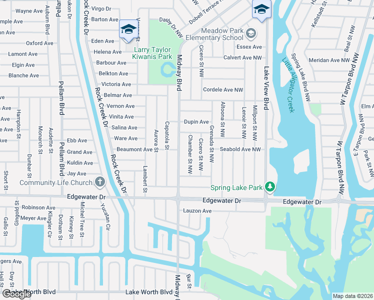 map of restaurants, bars, coffee shops, grocery stores, and more near 233 Chamber Street Northwest in Port Charlotte