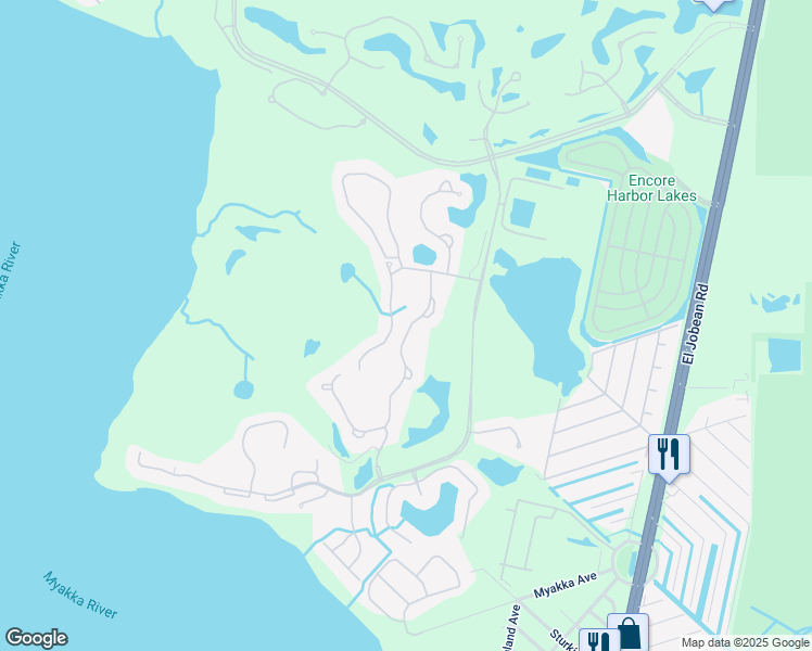 map of restaurants, bars, coffee shops, grocery stores, and more near 3377 Pennyroyal Road in Port Charlotte