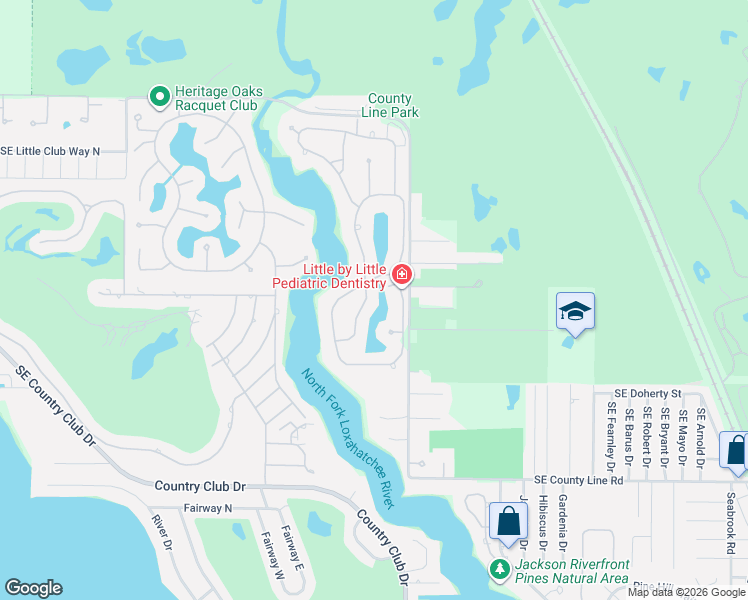 map of restaurants, bars, coffee shops, grocery stores, and more near 18649 Southeast Lakeside Way in Tequesta