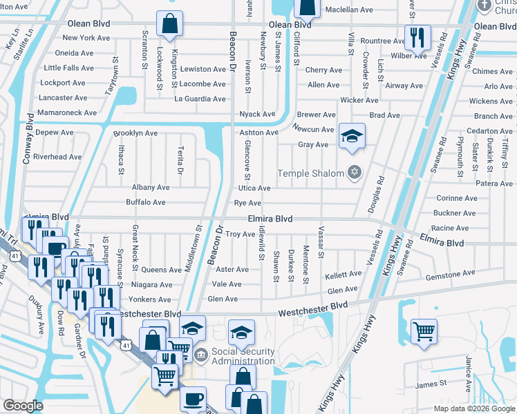 map of restaurants, bars, coffee shops, grocery stores, and more near 22539 Rye Ave in Port Charlotte
