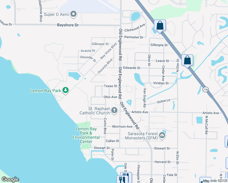 map of restaurants, bars, coffee shops, grocery stores, and more near 850 Old Englewood Road in Englewood