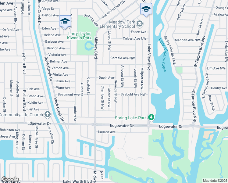 map of restaurants, bars, coffee shops, grocery stores, and more near 730 Seabold Avenue Northwest in Port Charlotte