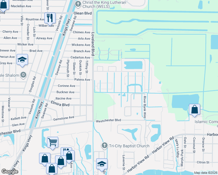 map of restaurants, bars, coffee shops, grocery stores, and more near 3360 Loveland Boulevard in Port Charlotte