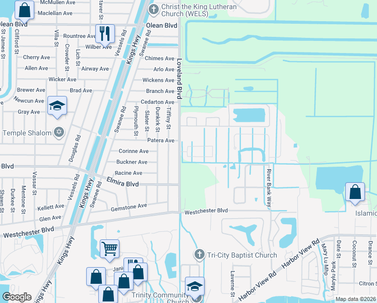 map of restaurants, bars, coffee shops, grocery stores, and more near 3380 Loveland Boulevard in Port Charlotte