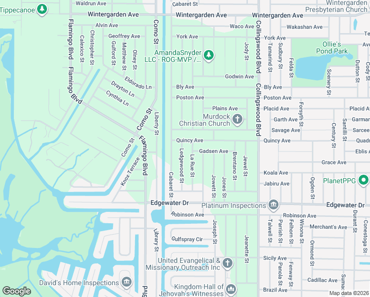 map of restaurants, bars, coffee shops, grocery stores, and more near 17330 Quincy Avenue in Port Charlotte
