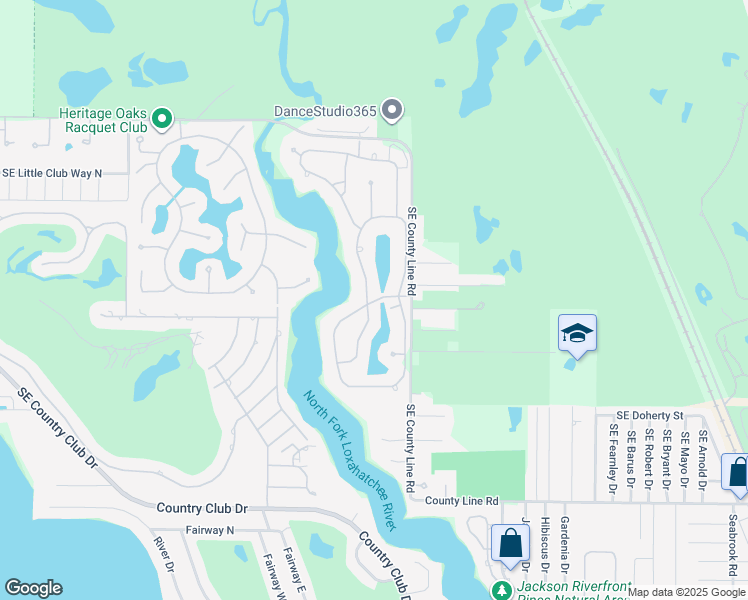 map of restaurants, bars, coffee shops, grocery stores, and more near 18800 Southeast River Ridge Road in Jupiter