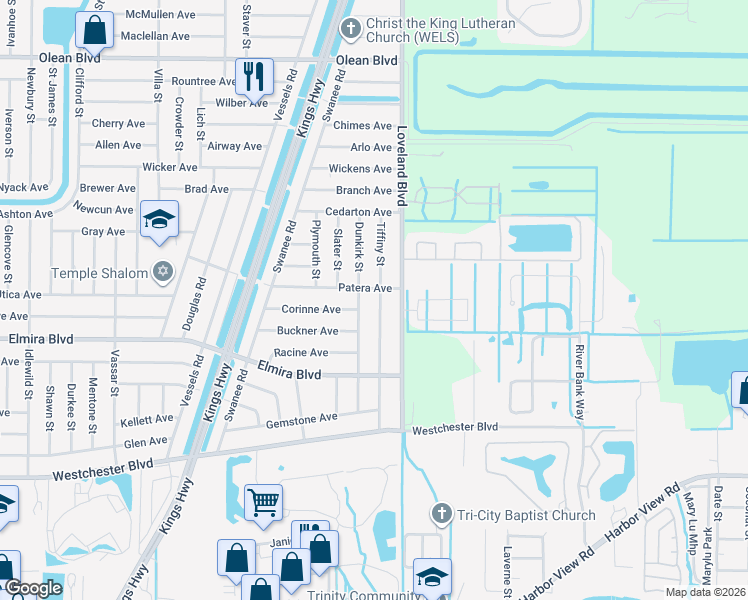 map of restaurants, bars, coffee shops, grocery stores, and more near 3329 Tiffiny Street in Port Charlotte