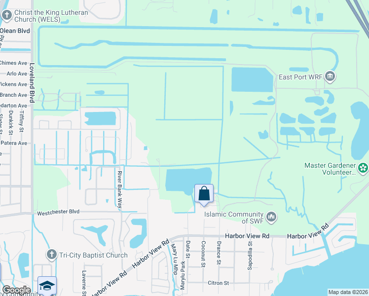 map of restaurants, bars, coffee shops, grocery stores, and more near 3321 Rowland Drive in Port Charlotte