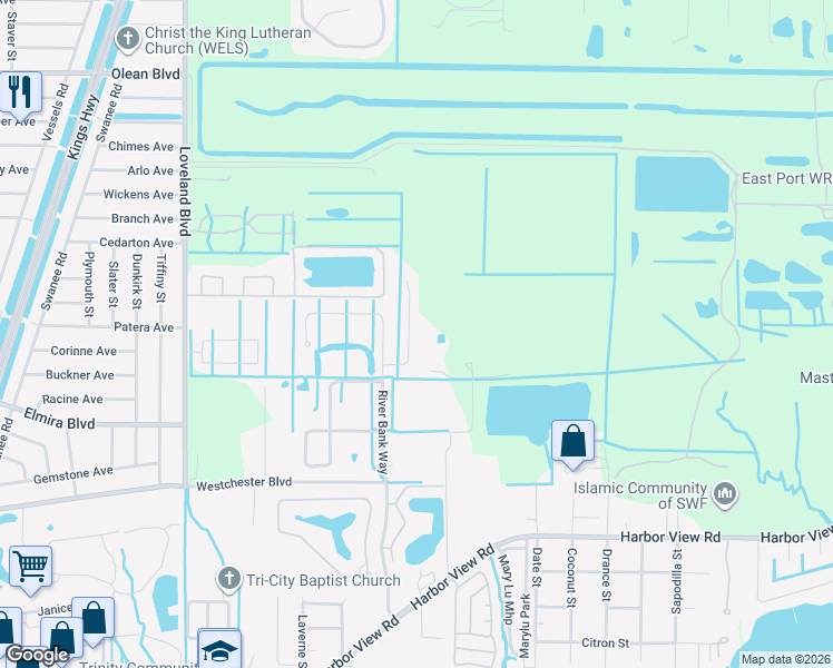 map of restaurants, bars, coffee shops, grocery stores, and more near 3727 Pebble Terrace in Punta Gorda