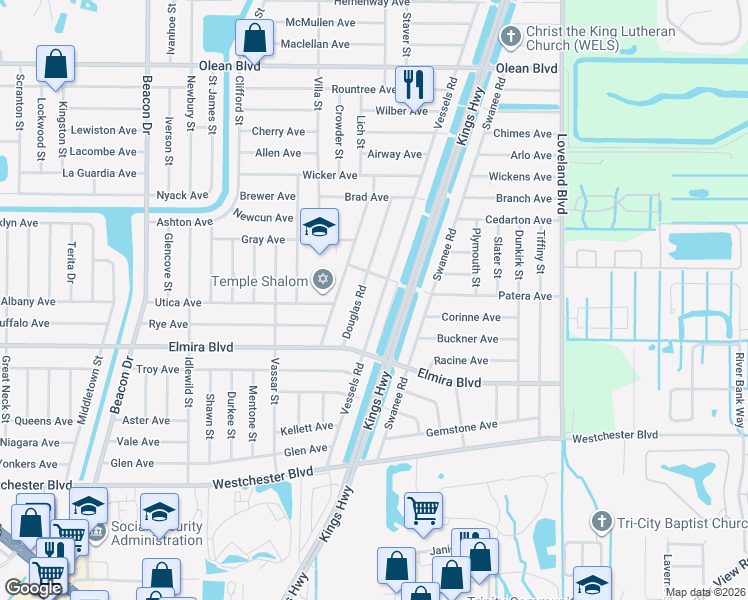 map of restaurants, bars, coffee shops, grocery stores, and more near 3357 Douglas Road in Port Charlotte