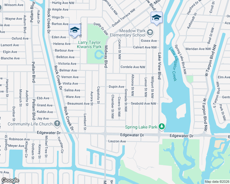 map of restaurants, bars, coffee shops, grocery stores, and more near 942 Baer Avenue in Port Charlotte