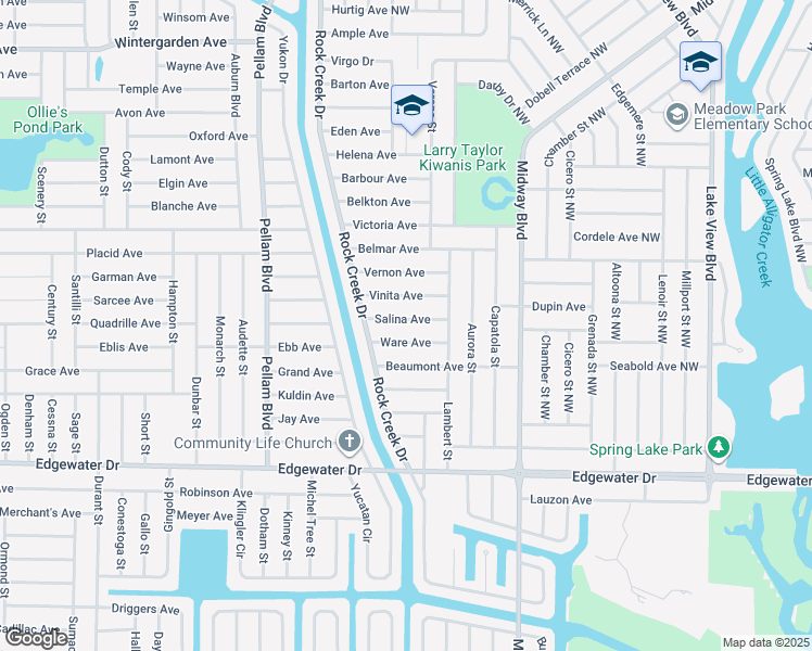 map of restaurants, bars, coffee shops, grocery stores, and more near 1149 Salina Avenue in Port Charlotte