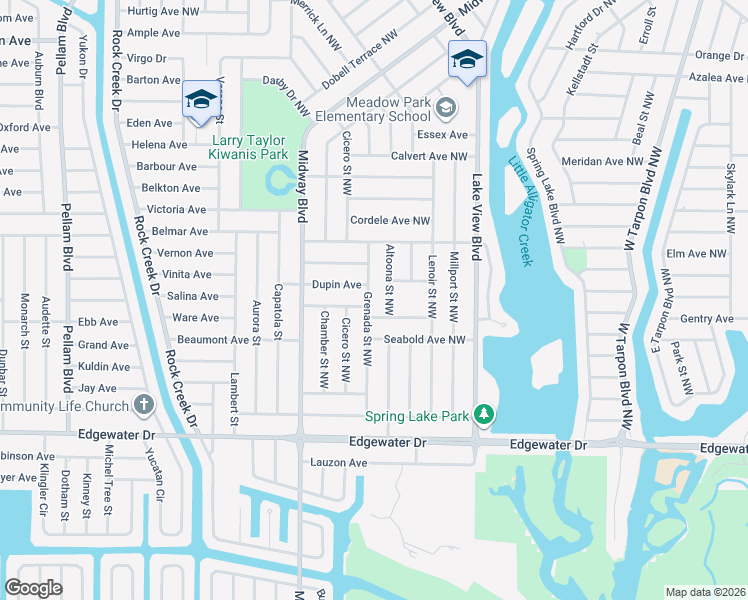 map of restaurants, bars, coffee shops, grocery stores, and more near 317 Grenada Street Northwest in Port Charlotte
