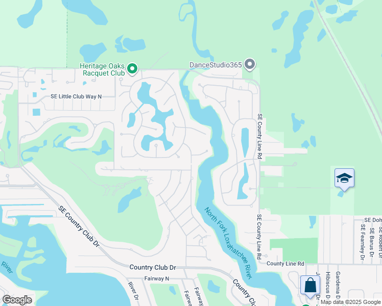 map of restaurants, bars, coffee shops, grocery stores, and more near Southeast Heritage Oaks Lane in Jupiter
