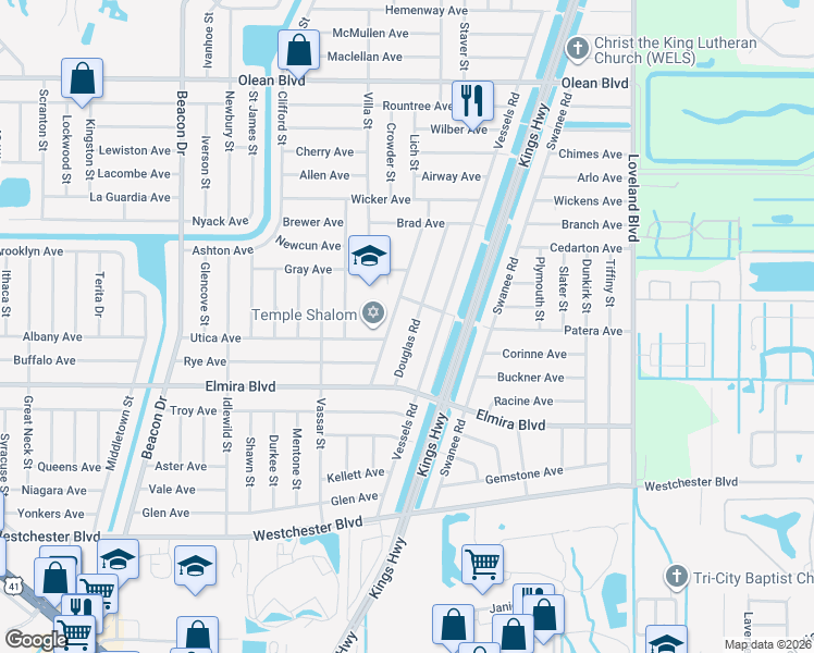map of restaurants, bars, coffee shops, grocery stores, and more near 3357 Douglas Road in Port Charlotte