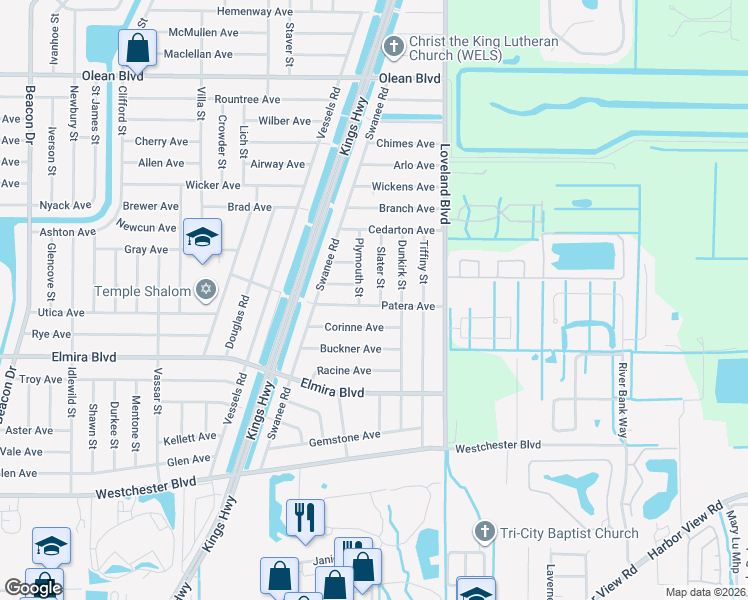 map of restaurants, bars, coffee shops, grocery stores, and more near 3329 Slater Street in Port Charlotte