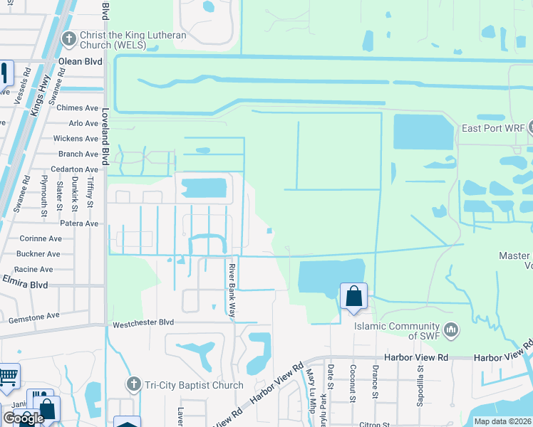 map of restaurants, bars, coffee shops, grocery stores, and more near 3703 Pebble Terrace in Punta Gorda