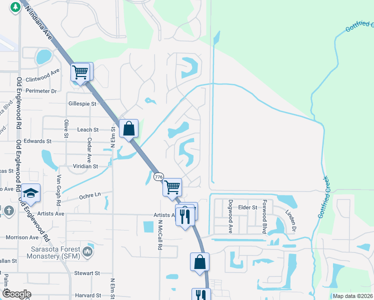 map of restaurants, bars, coffee shops, grocery stores, and more near 743 Summersea Court in Englewood